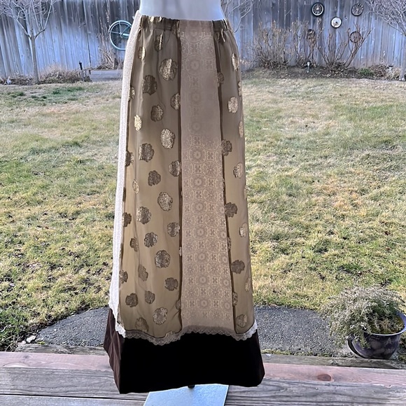 Tumbleweed Dresses & Skirts - #27 Superb VTG Tumbleweed Brand,Hippie, Boho, Lace/Gold/Suede Maxi Skirt Sz S/M